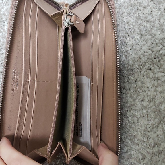 Jimmy Choo ballet pink and silver gunmetal zip wallet Authentic - Picture 7 of 10